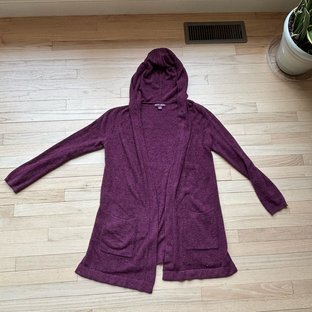 Women's Hooded Cardigan Sweater - Burgundy
